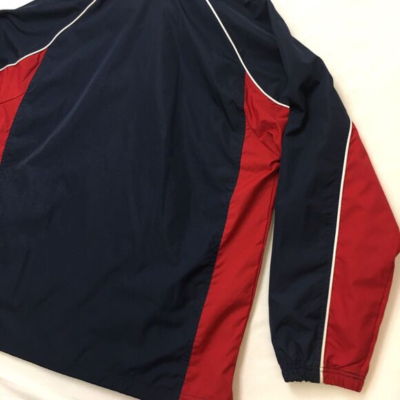 90s REEBOK Windbreaker Jacket Mens L Red Blue Zip Rip Stop Mesh Raglan Vintage - Picture 7 of 16